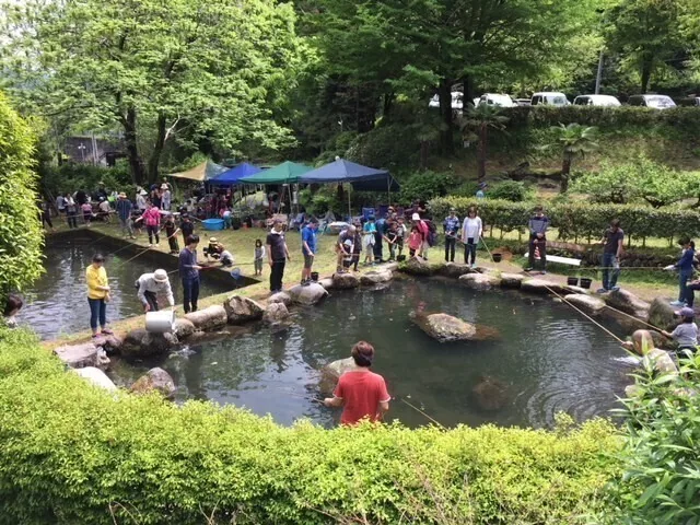 The fishing pond at Azuma Fish Farm