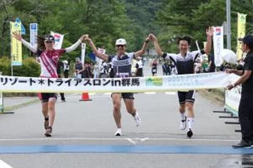 Athletes finishing the Haruna Lake Resort Triathlon