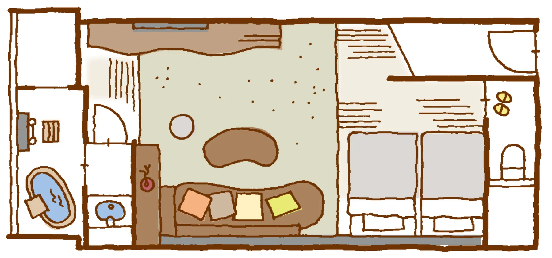 Floor plan of the twin view-onsen room